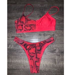 shein snakeskin high cut bikini